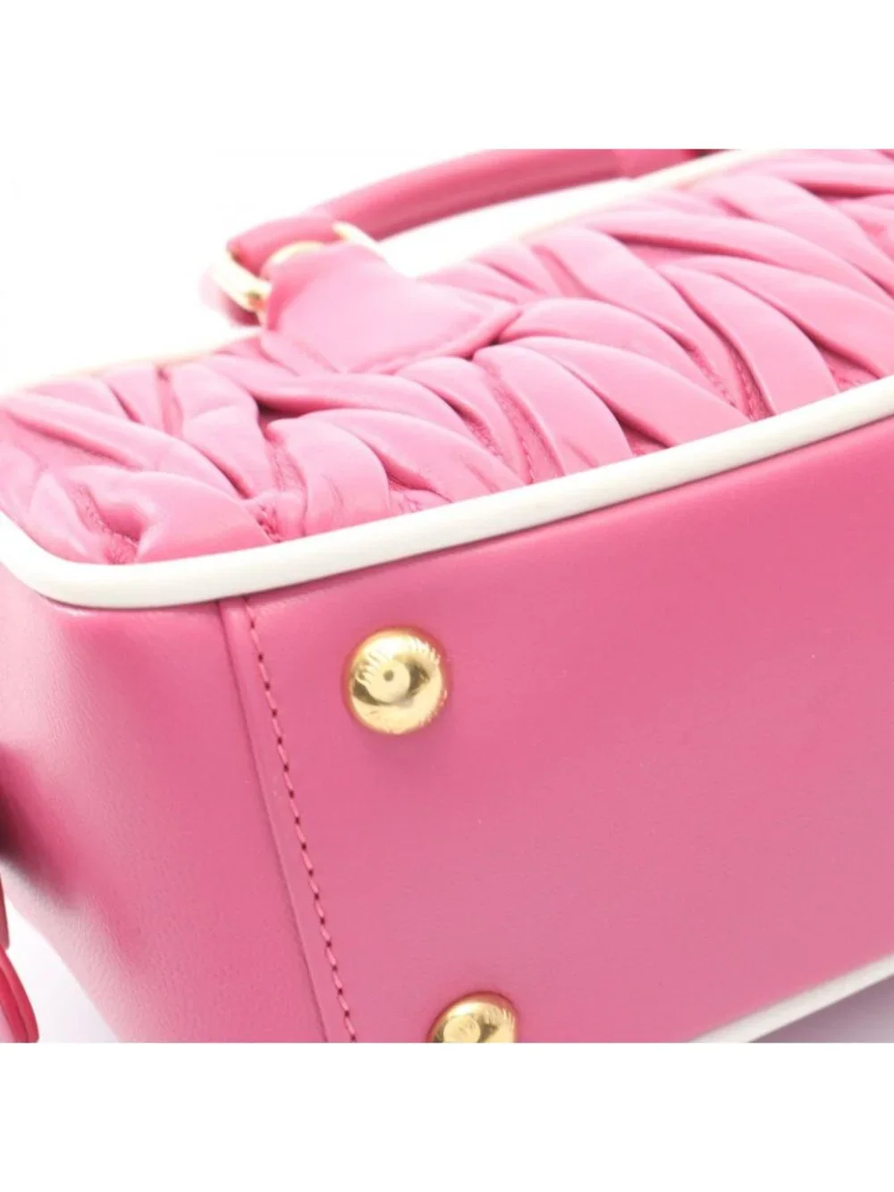 Miu Miu Matelasse 2-Way Pink White Leather Handbag